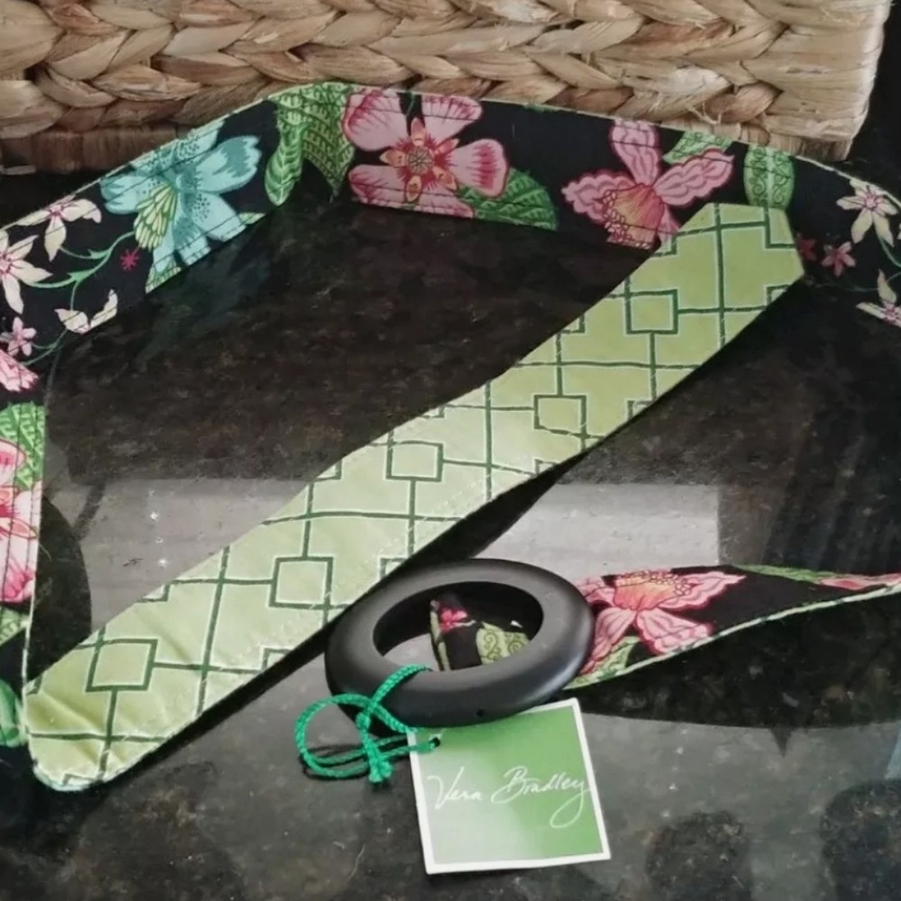 NWT Vera Bradley Botanical Green Slide Buckle Reversible Belt 43" L Retired